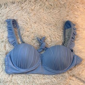Blue Ruffled Swim Top